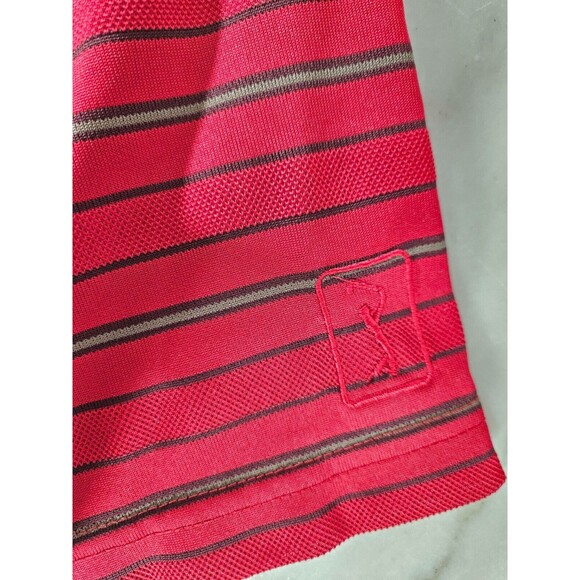 PGA TOUR Golf Men's Red Striped Short Sleeve Regular Polo Shirt Size Large - Picture 5 of 8